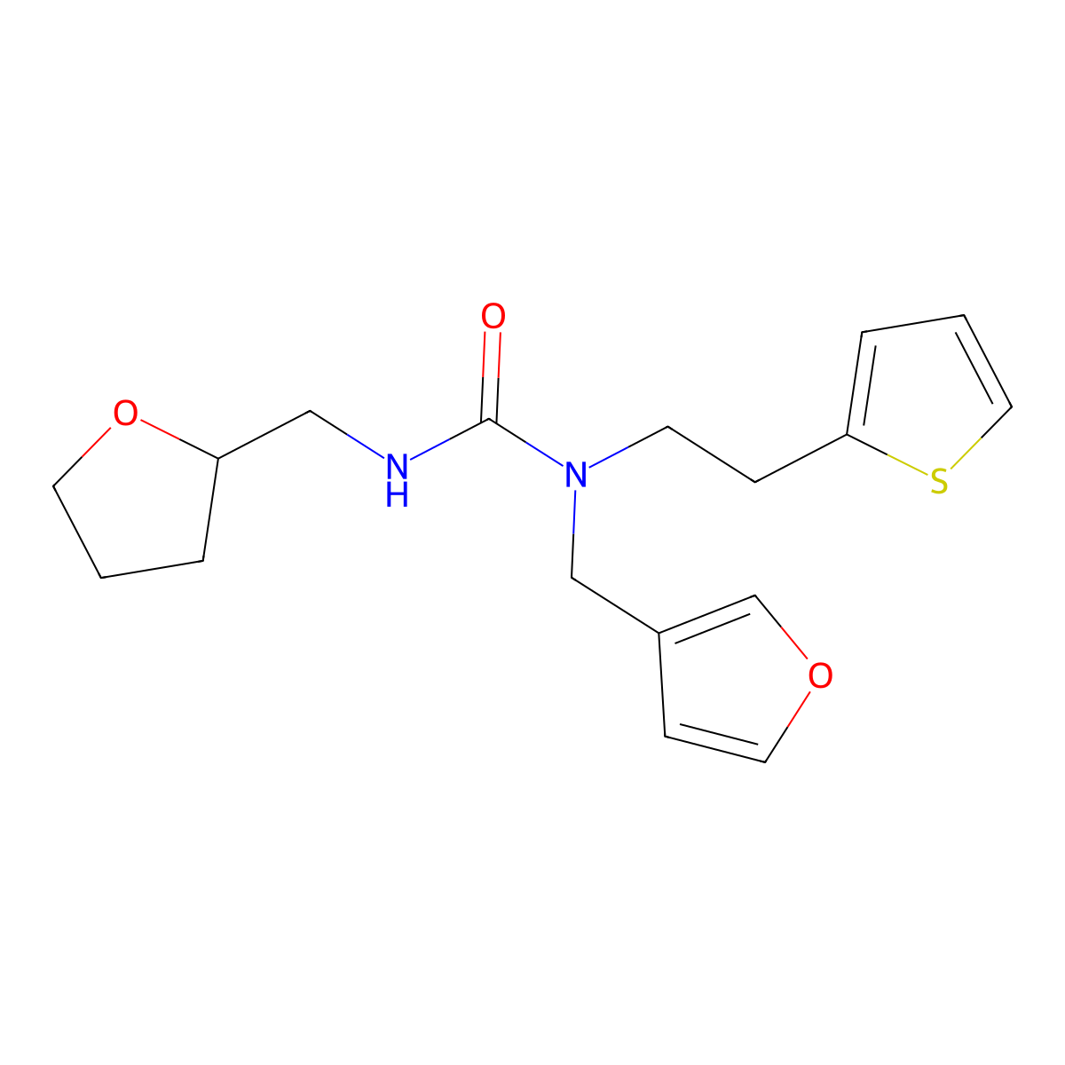 1-(Furan-3-ylmethyl)-3-((tetrahydrofuran-2-yl)methyl)-1-(2-(thiophen-2-yl)ethyl)urea molecular structure, CAS 2034538-53-7