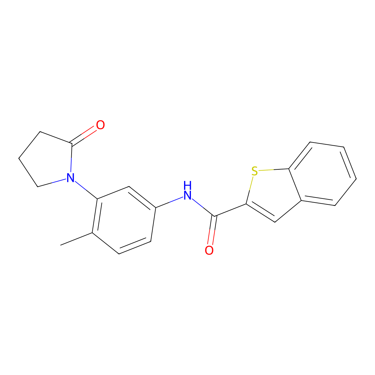N-(4-methyl-3-(2-oxopyrrolidin-1-yl)phenyl)benzo[b]thiophene-2-carboxamide molecular structure, CAS 2034538-54-8