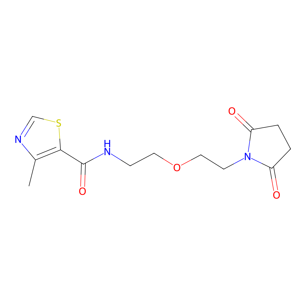 N-(2-(2-(2,5-dioxopyrrolidin-1-yl)ethoxy)ethyl)-4-methylthiazole-5-carboxamide molecular structure, CAS 2034538-61-7