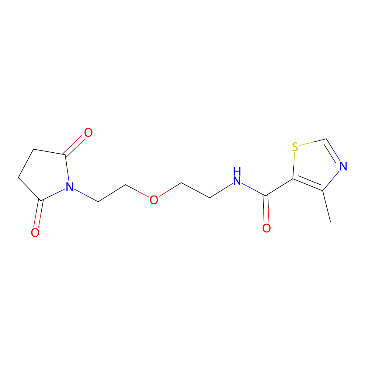 N-(2-(2-(2,5-dioxopyrrolidin-1-yl)ethoxy)ethyl)-4-methylthiazole-5-carboxamide molecular structure, CAS 2034538-61-7