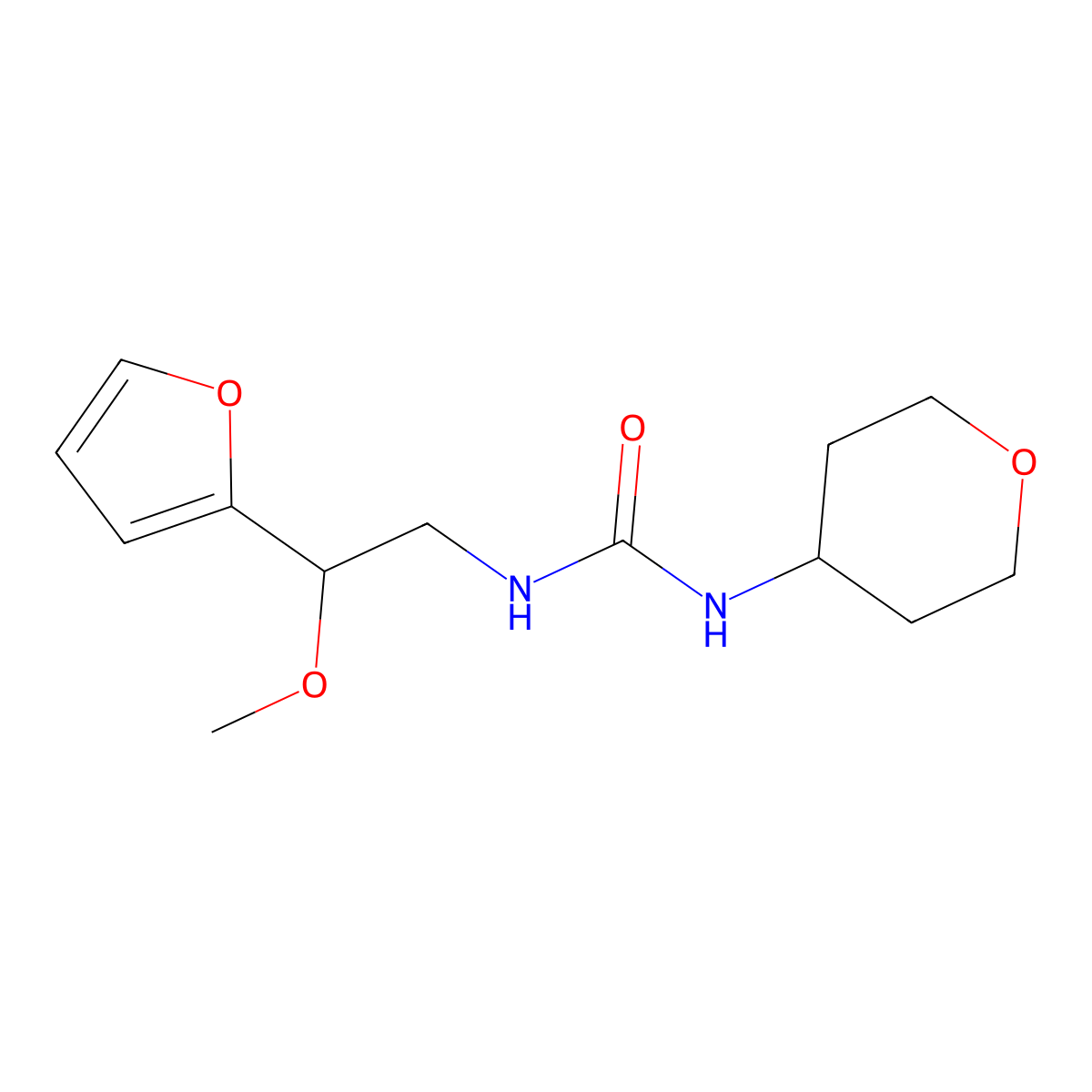 1-(2-(furan-2-yl)-2-methoxyethyl)-3-(tetrahydro-2H-pyran-4-yl)urea molecular structure, CAS 2034538-65-1