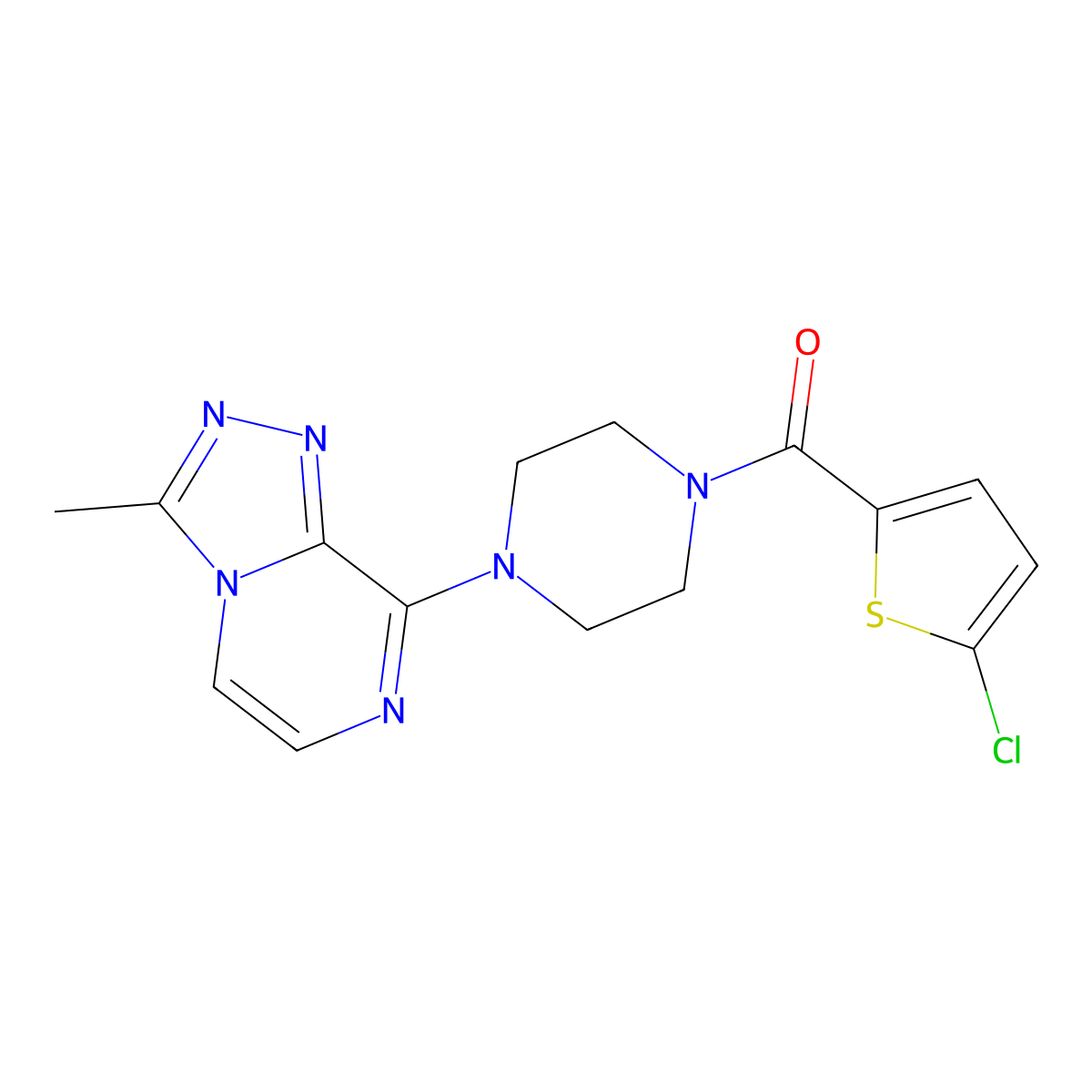 (5-Chlorothiophen-2-yl)(4-(3-methyl-[1,2,4]triazolo[4,3-a]pyrazin-8-yl)piperazin-1-yl)methanone molecular structure, CAS 2034538-72-0