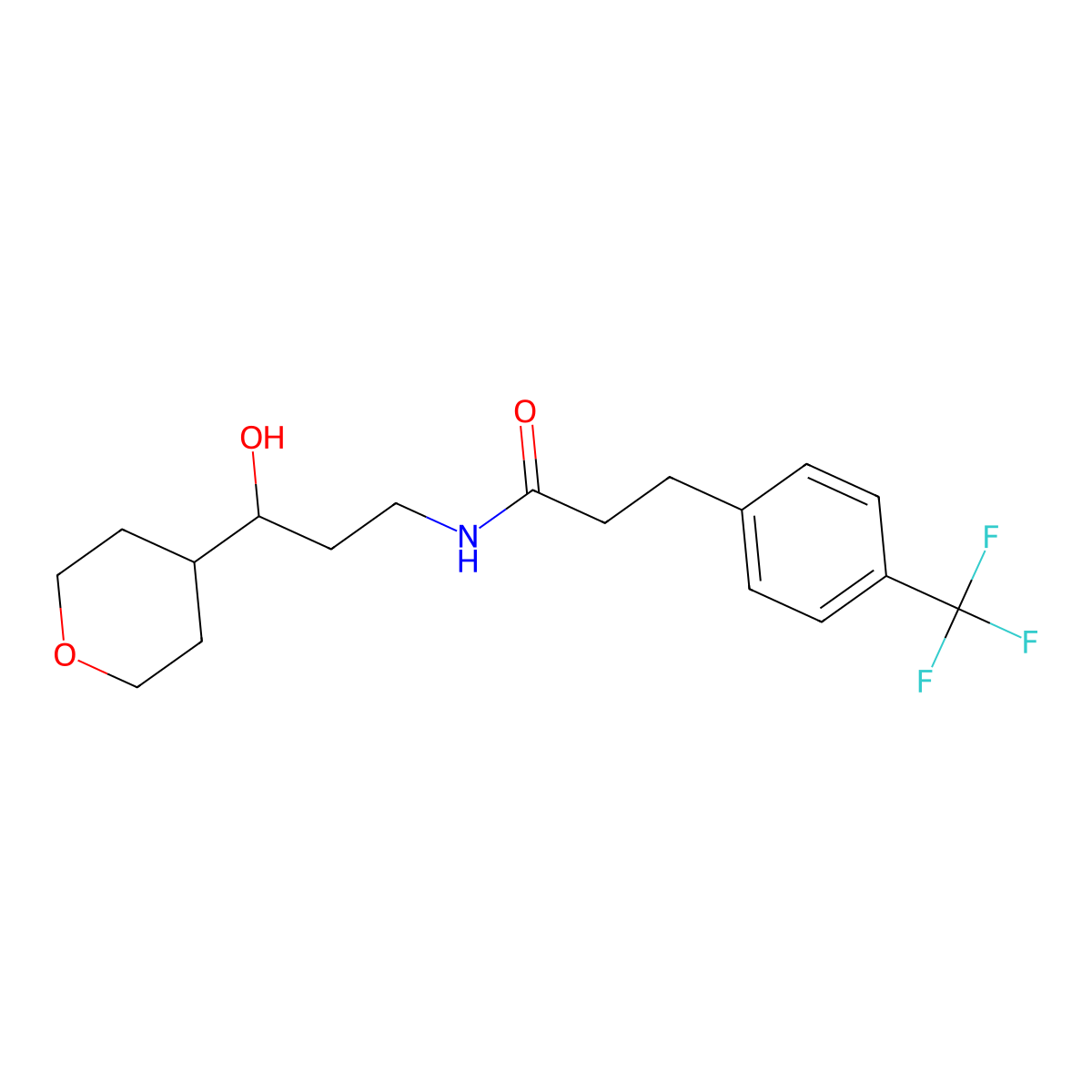 N-[3-hydroxy-3-(oxan-4-yl)propyl]-3-[4-(trifluoromethyl)phenyl]propanamide molecular structure, CAS 2034538-74-2