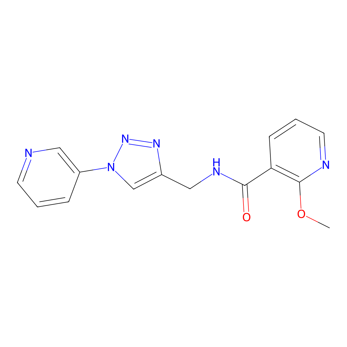 2-methoxy-N-((1-(pyridin-3-yl)-1H-1,2,3-triazol-4-yl)methyl)nicotinamide molecular structure, CAS 2034538-78-6
