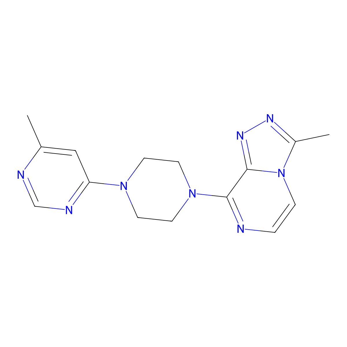 3-Methyl-8-(4-(6-methylpyrimidin-4-yl)piperazin-1-yl)-[1,2,4]triazolo[4,3-a]pyrazine molecular structure, CAS 2034538-79-7