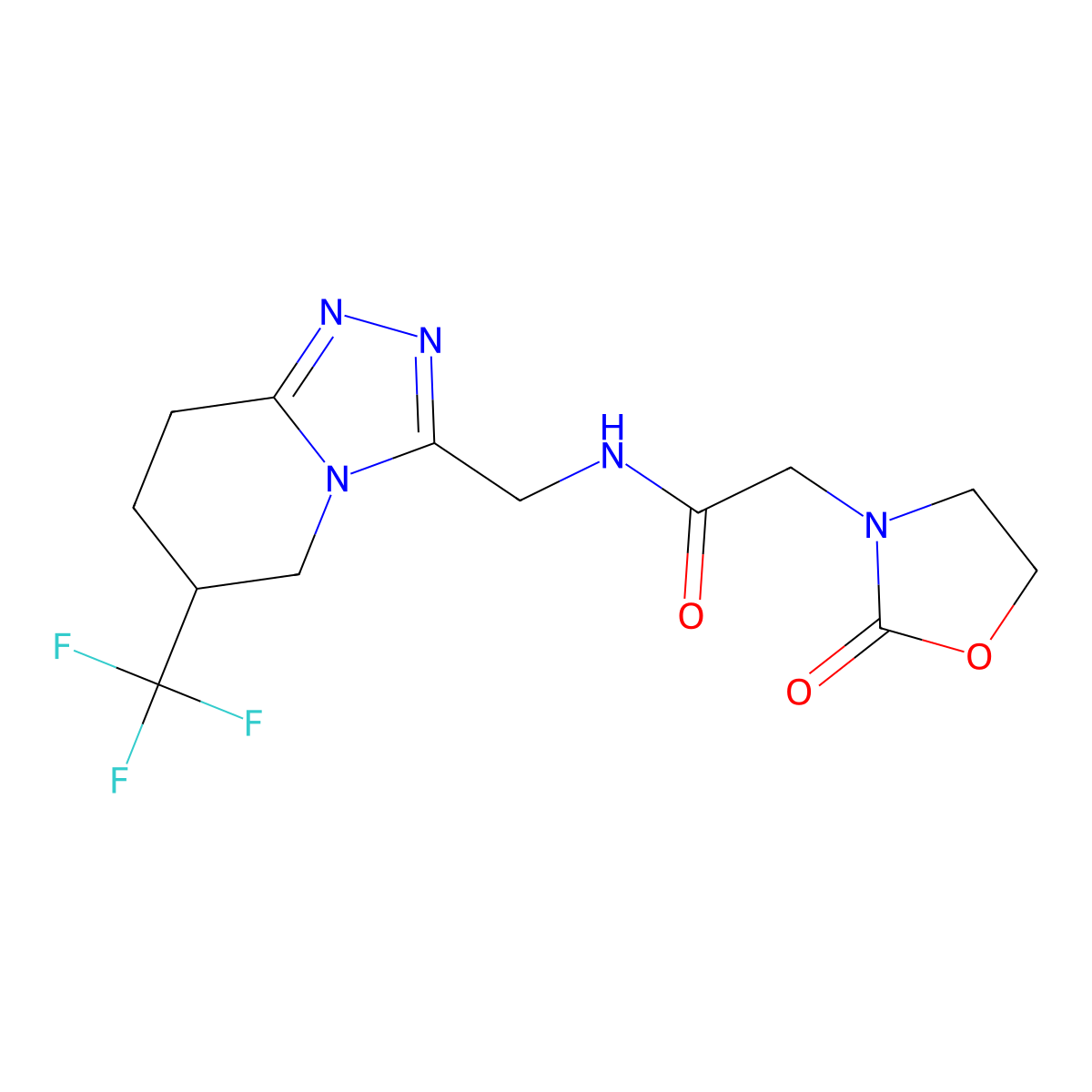 2-(2-oxooxazolidin-3-yl)-N-((6-(trifluoromethyl)-5,6,7,8-tetrahydro-[1,2,4]triazolo[4,3-a]pyridin-3-yl)methyl)acetamide molecular structure, CAS 2034538-81-1