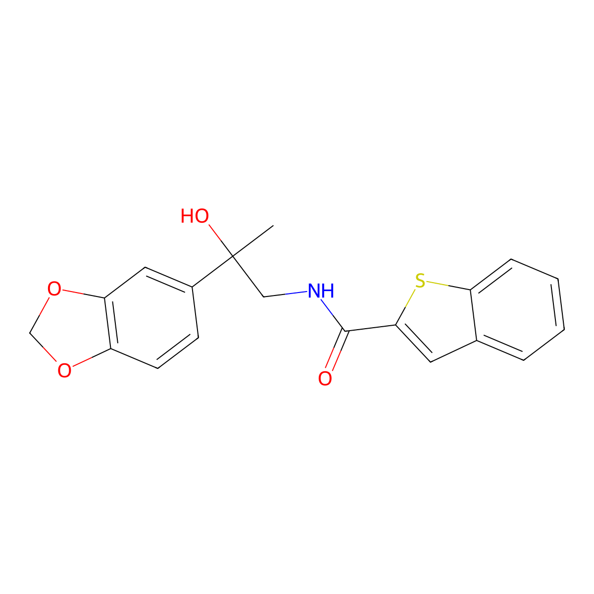 N-(2-(benzo[d][1,3]dioxol-5-yl)-2-hydroxypropyl)benzo[b]thiophene-2-carboxamide molecular structure, CAS 2034538-83-3