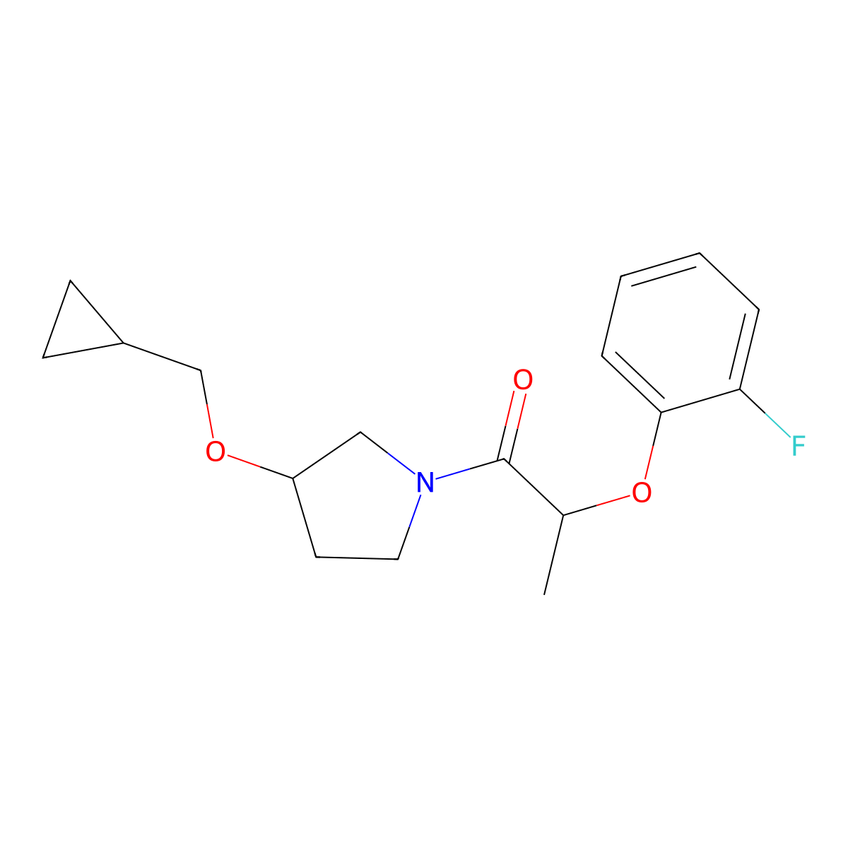 1-[3-(Cyclopropylmethoxy)pyrrolidin-1-yl]-2-(2-fluorophenoxy)propan-1-one molecular structure, CAS 2034538-85-5