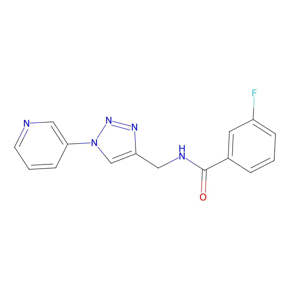 3-fluoro-N-((1-(pyridin-3-yl)-1H-1,2,3-triazol-4-yl)methyl)benzamide molecular structure, CAS 2034538-87-7