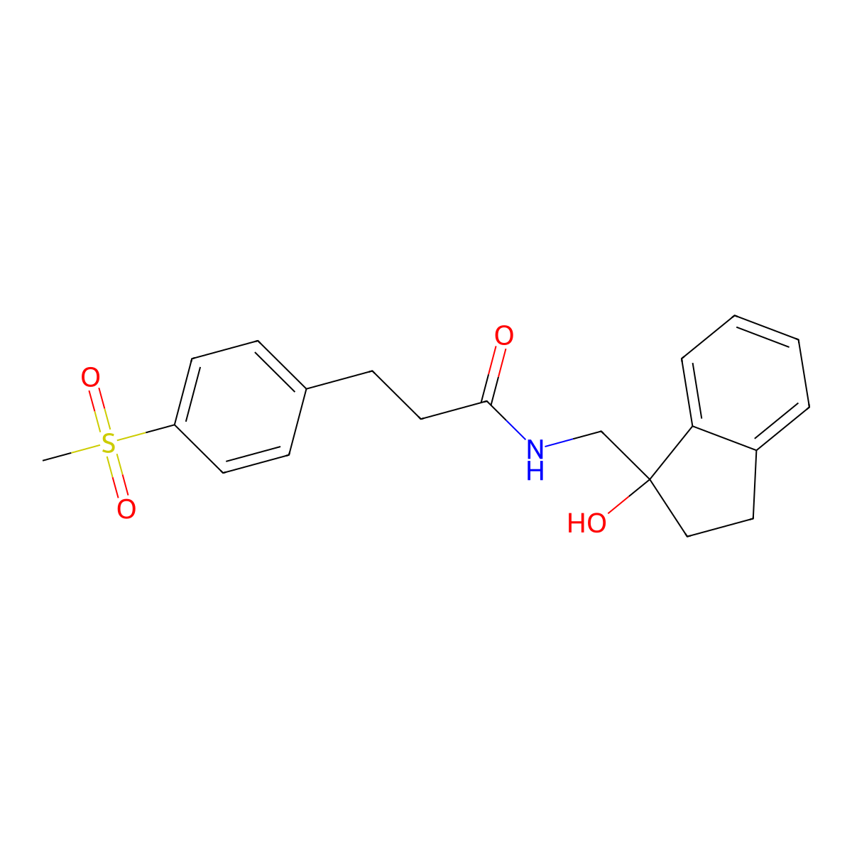 N-((1-hydroxy-2,3-dihydro-1H-inden-1-yl)methyl)-3-(4-(methylsulfonyl)phenyl)propanamide molecular structure, CAS 2034538-89-9