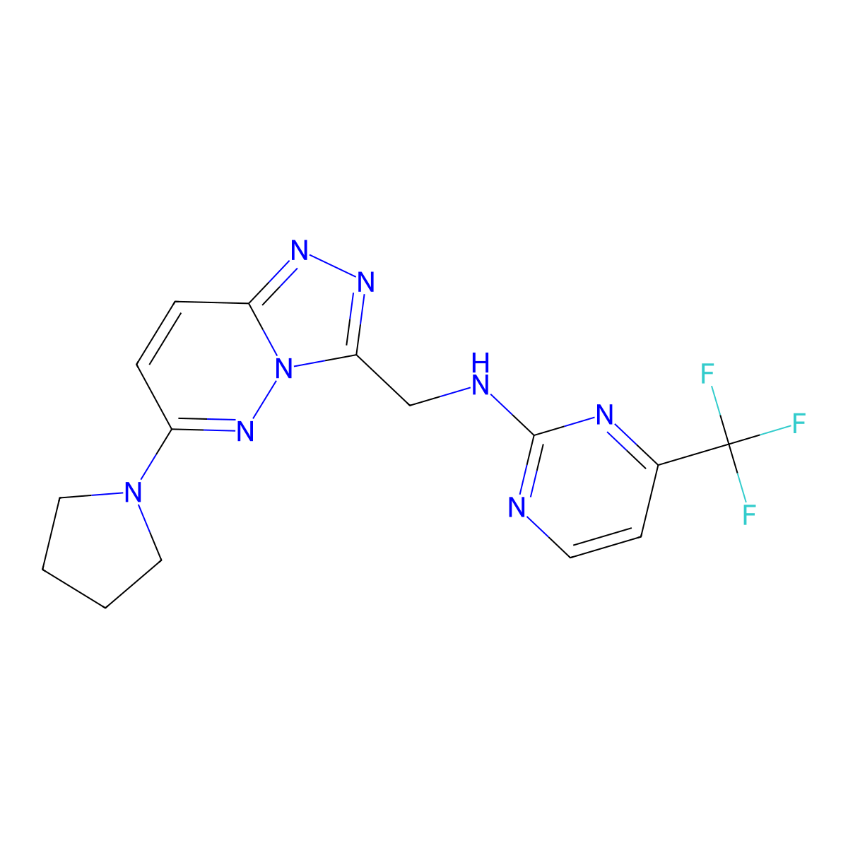 N-{[6-(pyrrolidin-1-yl)-[1,2,4]triazolo[4,3-b]pyridazin-3-yl]methyl}-4-(trifluoromethyl)pyrimidin-2-amine molecular structure, CAS 2034538-91-3