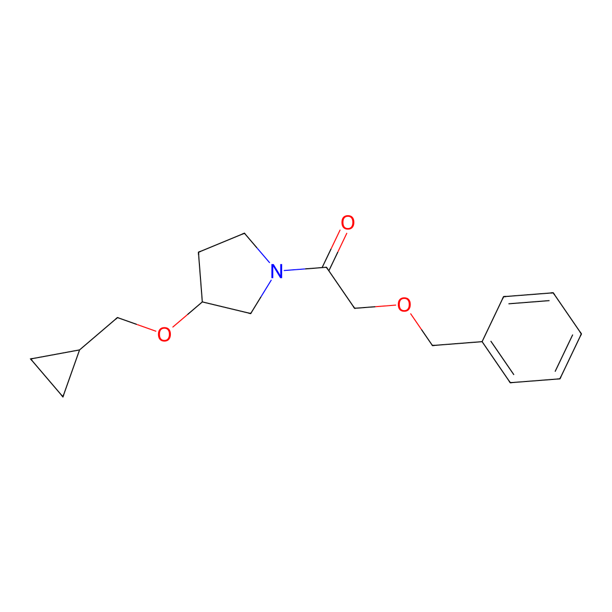 2-(Benzyloxy)-1-(3-(cyclopropylmethoxy)pyrrolidin-1-yl)ethanone molecular structure, CAS 2034538-95-7