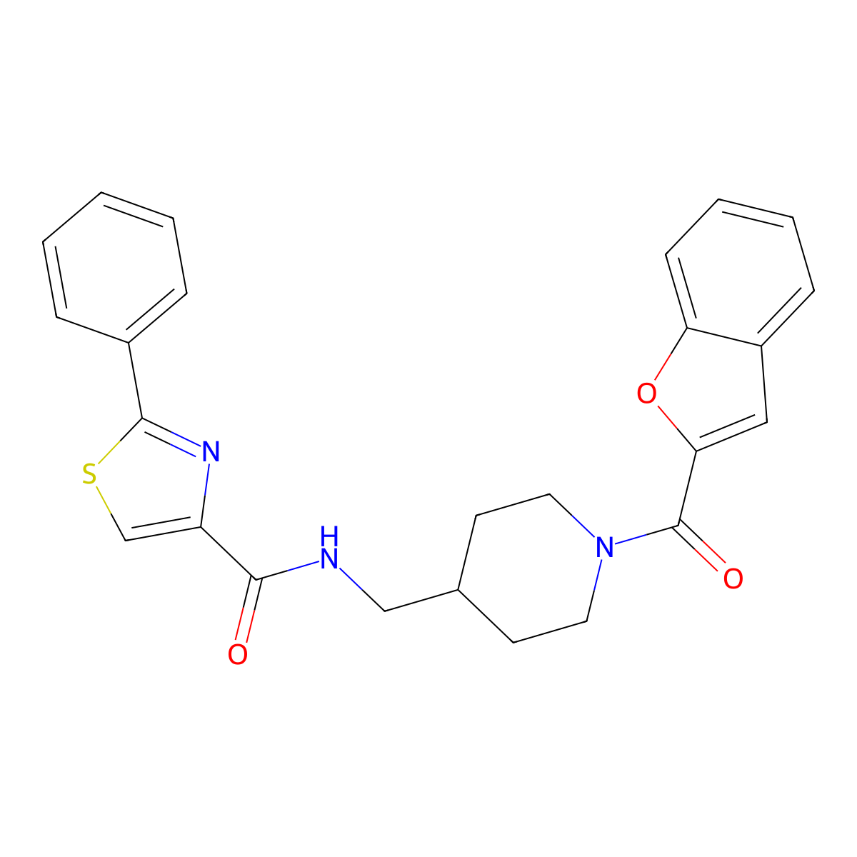 N-((1-(benzofuran-2-carbonyl)piperidin-4-yl)methyl)-2-phenylthiazole-4-carboxamide molecular structure, CAS 2034538-96-8