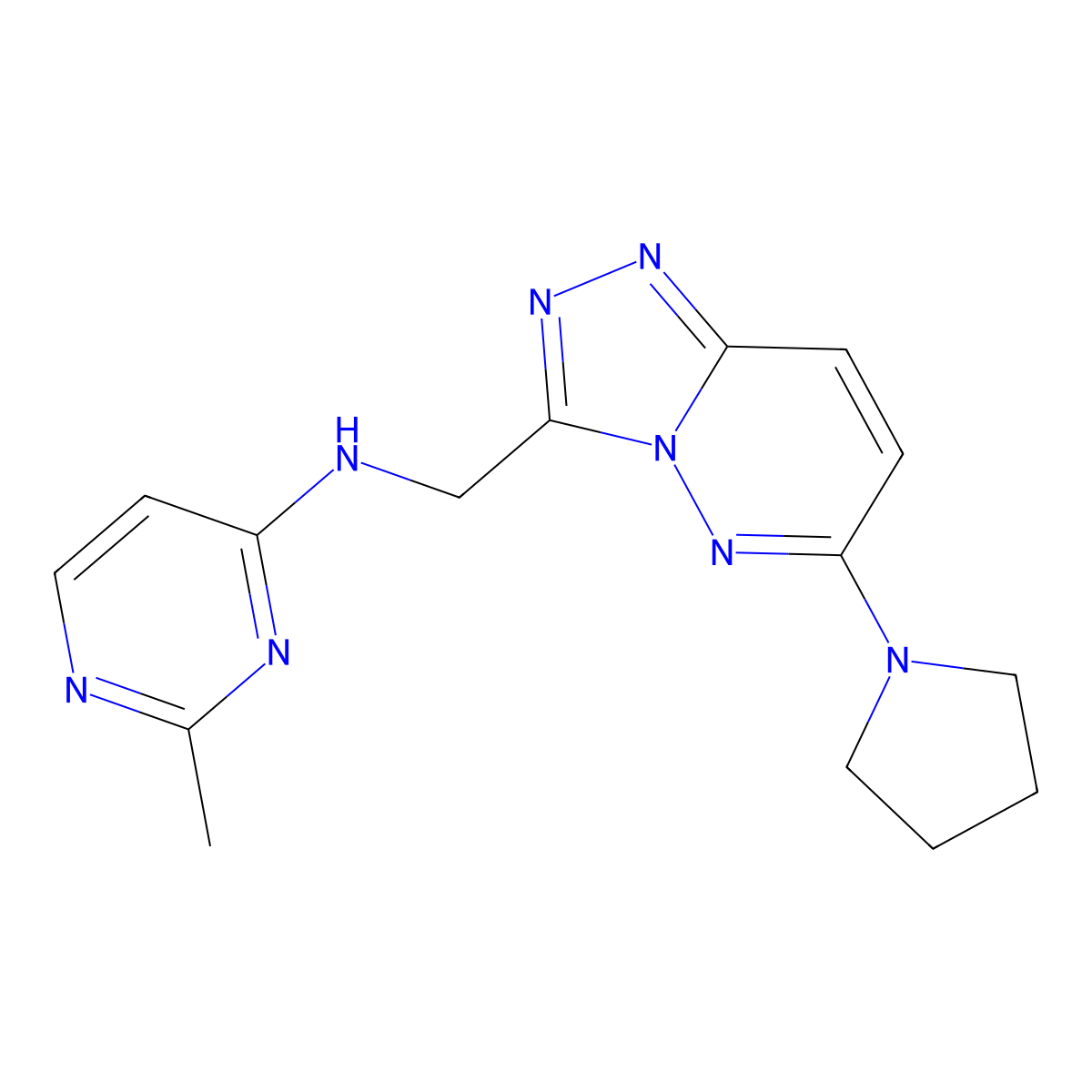 2-methyl-N-{[6-(pyrrolidin-1-yl)-[1,2,4]triazolo[4,3-b]pyridazin-3-yl]methyl}pyrimidin-4-amine molecular structure, CAS 2034538-97-9