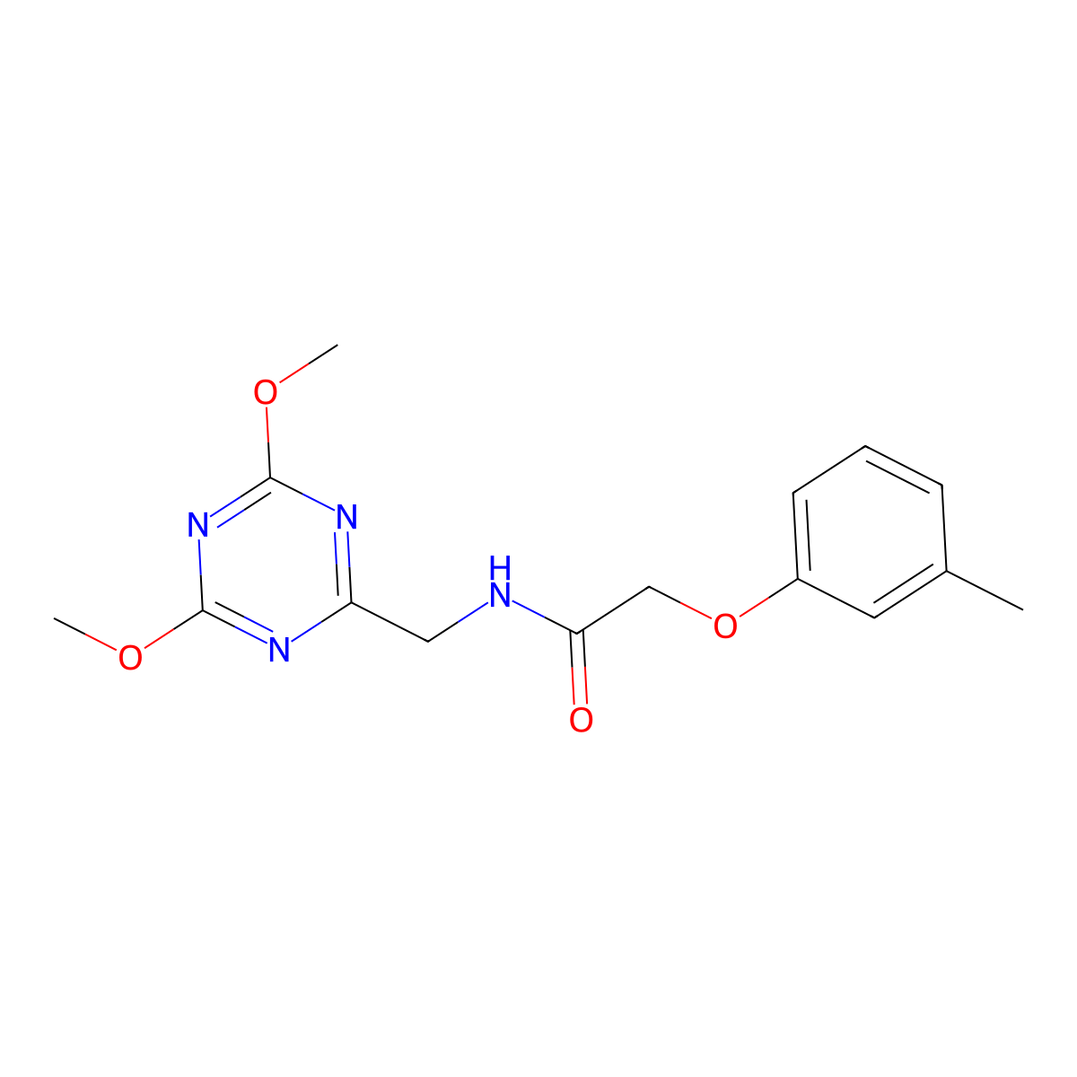N-((4,6-dimethoxy-1,3,5-triazin-2-yl)methyl)-2-(m-tolyloxy)acetamide molecular structure, CAS 2034539-01-8