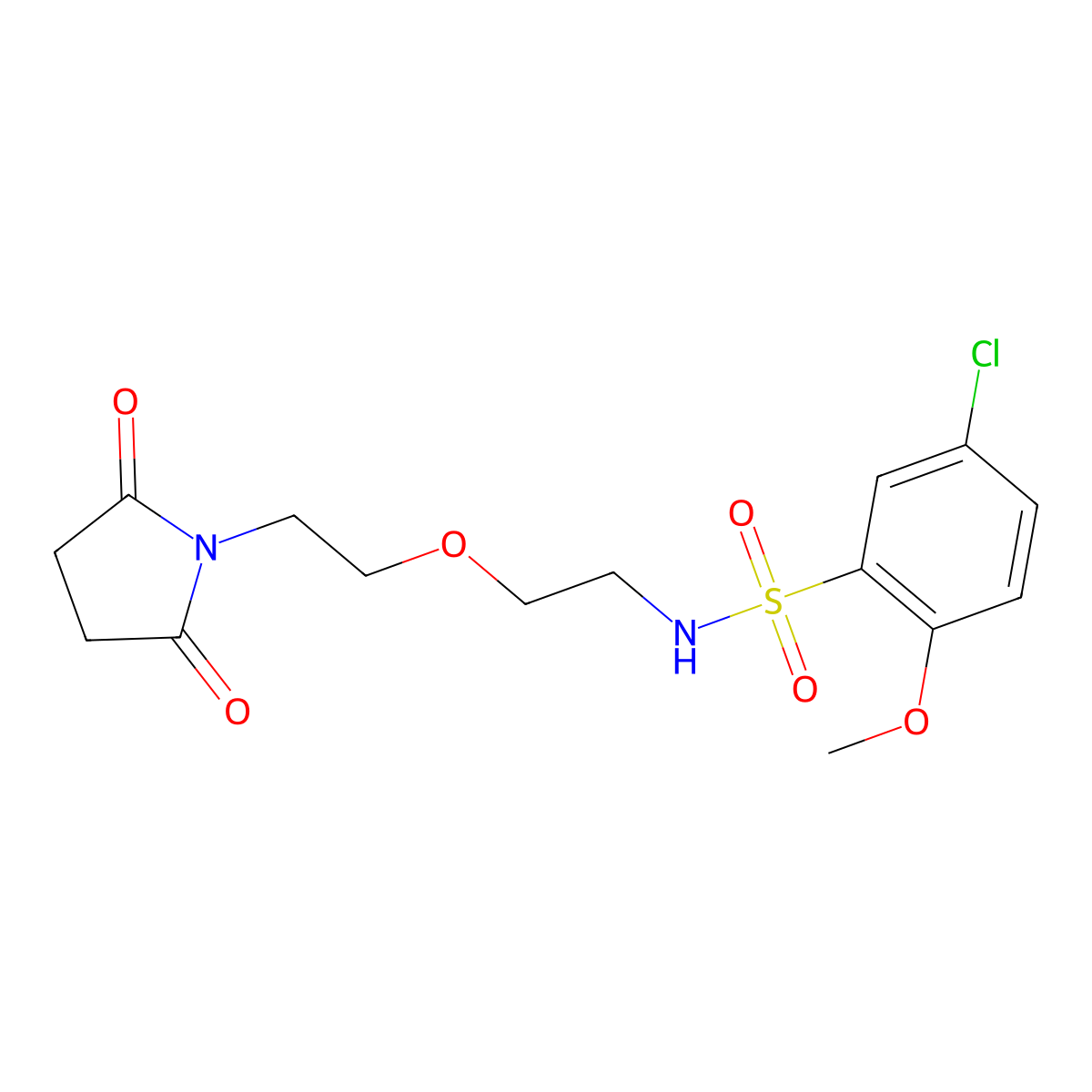 5-chloro-N-(2-(2-(2,5-dioxopyrrolidin-1-yl)ethoxy)ethyl)-2-methoxybenzenesulfonamide molecular structure, CAS 2034539-02-9