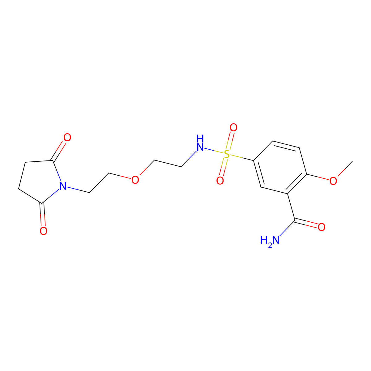 5-(N-(2-(2-(2,5-dioxopyrrolidin-1-yl)ethoxy)ethyl)sulfamoyl)-2-methoxybenzamide molecular structure, CAS 2034539-06-3