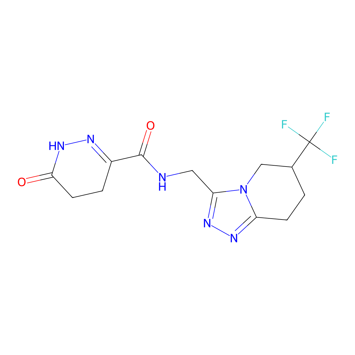 6-oxo-N-((6-(trifluoromethyl)-5,6,7,8-tetrahydro-[1,2,4]triazolo[4,3-a]pyridin-3-yl)methyl)-1,4,5,6-tetrahydropyridazine-3-carboxamide molecular structure, CAS 2034539-08-5