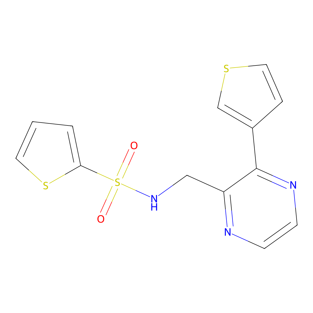N-{[3-(thiophen-3-yl)pyrazin-2-yl]methyl}thiophene-2-sulfonamide molecular structure, CAS 2034539-09-6
