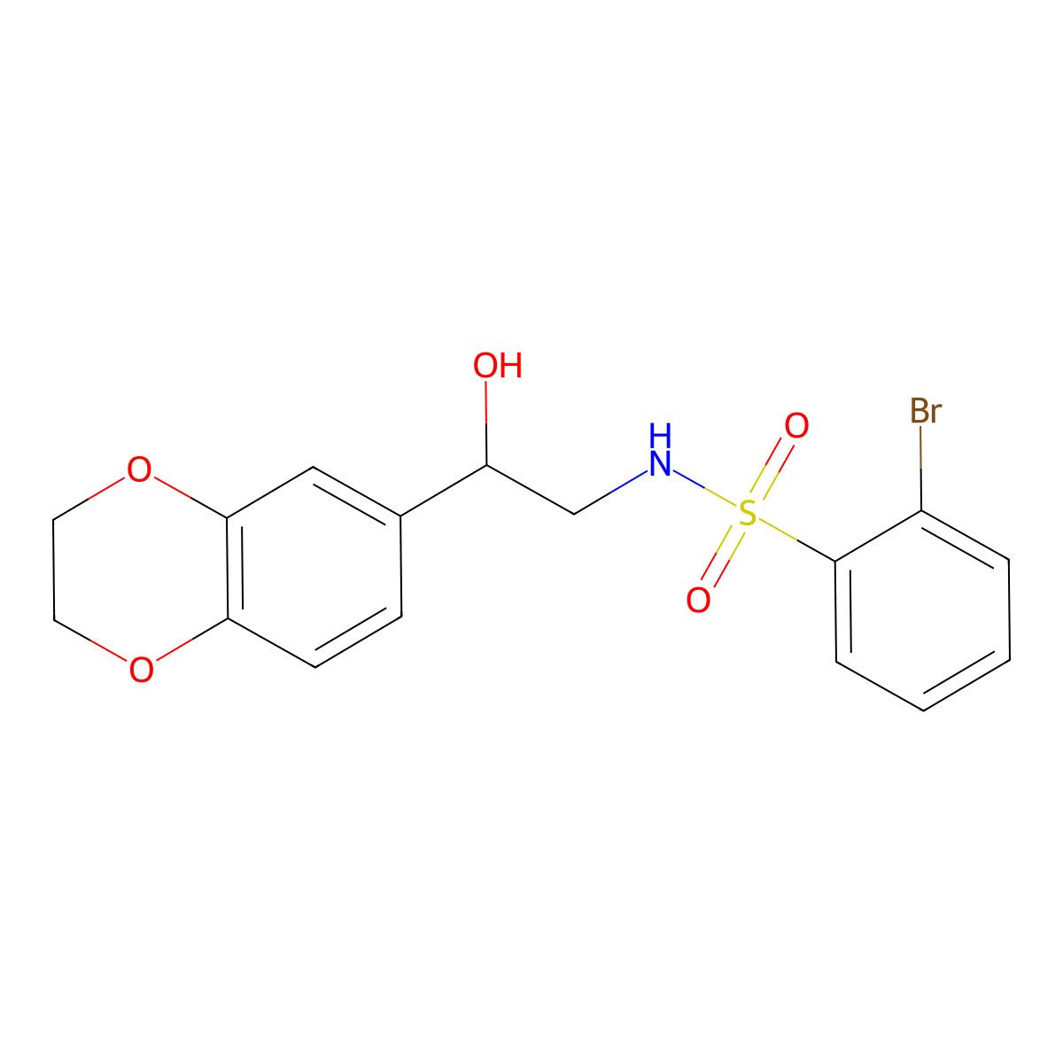 2-bromo-N-(2-(2,3-dihydrobenzo[b][1,4]dioxin-6-yl)-2-hydroxyethyl)benzenesulfonamide molecular structure, CAS 2034539-13-2