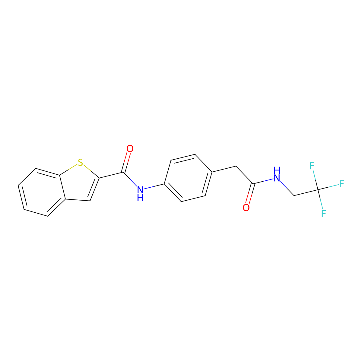 N-(4-(2-oxo-2-((2,2,2-trifluoroethyl)amino)ethyl)phenyl)benzo[b]thiophene-2-carboxamide molecular structure, CAS 2034539-21-2