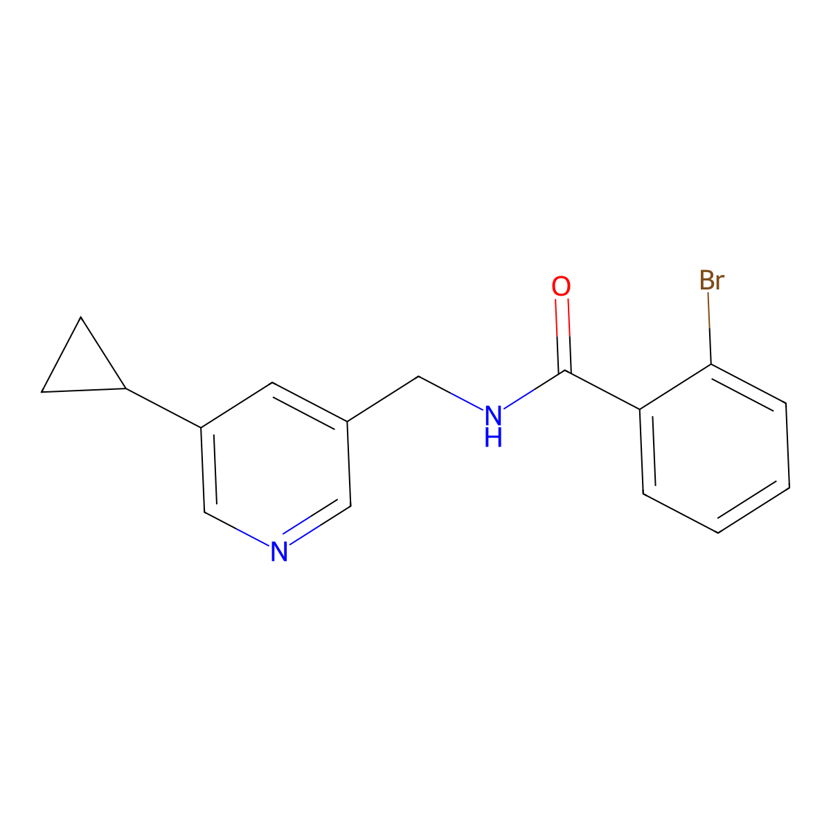 2-bromo-N-[(5-cyclopropylpyridin-3-yl)methyl]benzamide molecular structure, CAS 2034539-22-3