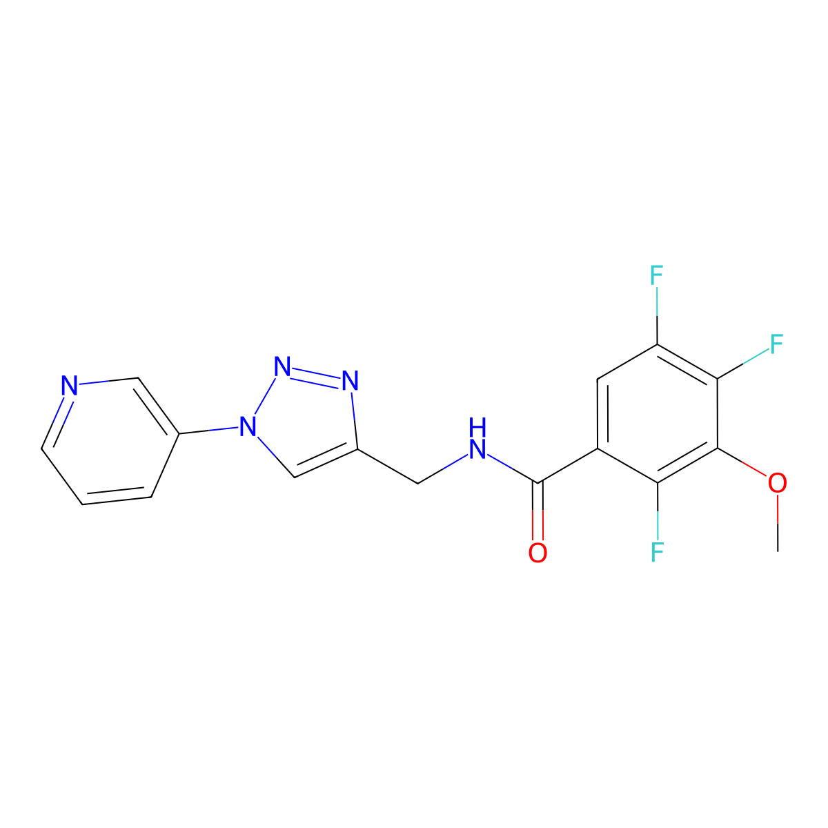 2,4,5-trifluoro-3-methoxy-N-((1-(pyridin-3-yl)-1H-1,2,3-triazol-4-yl)methyl)benzamide molecular structure, CAS 2034539-24-5