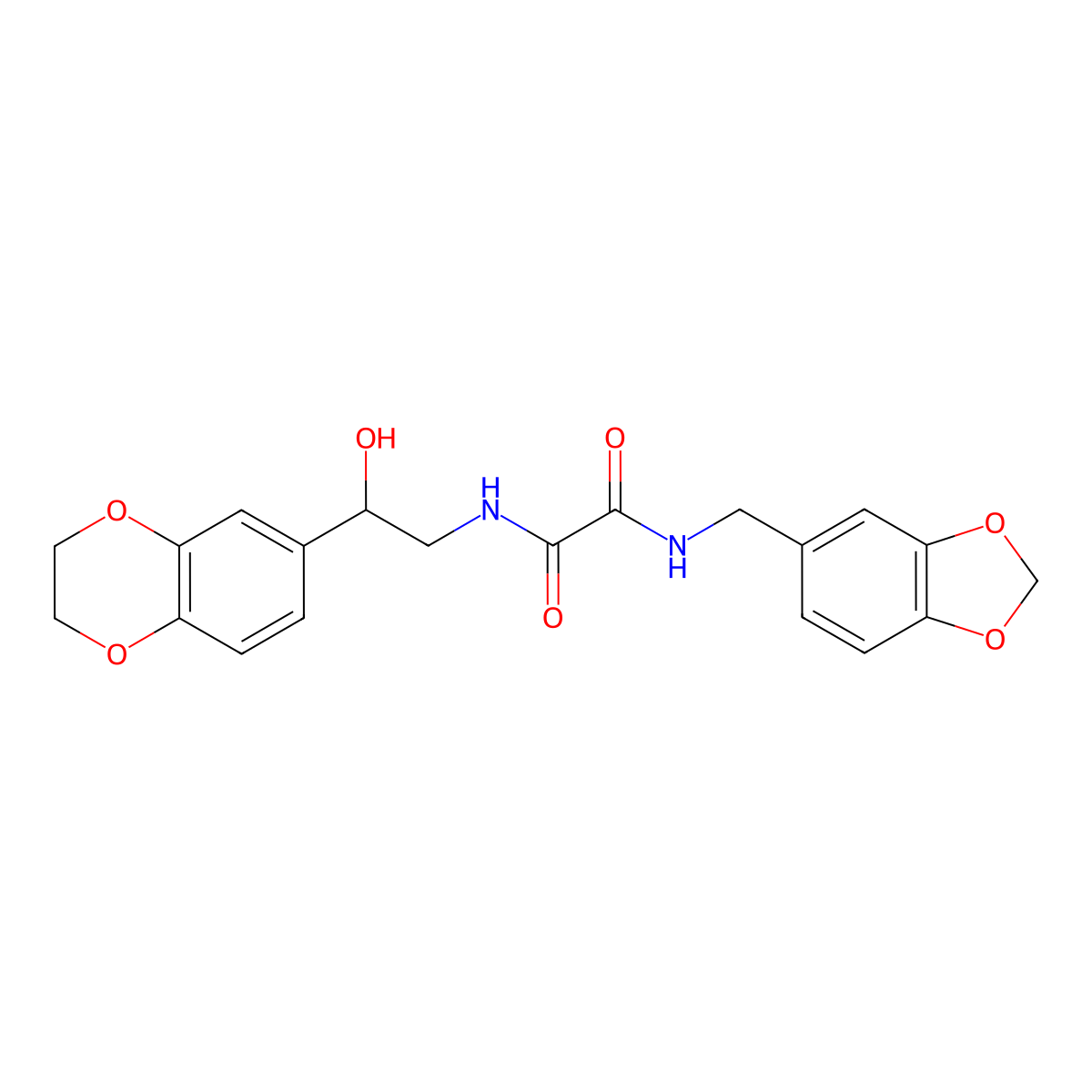 N1-(benzo[d][1,3]dioxol-5-ylmethyl)-N2-(2-(2,3-dihydrobenzo[b][1,4]dioxin-6-yl)-2-hydroxyethyl)oxalamide molecular structure, CAS 2034539-26-7