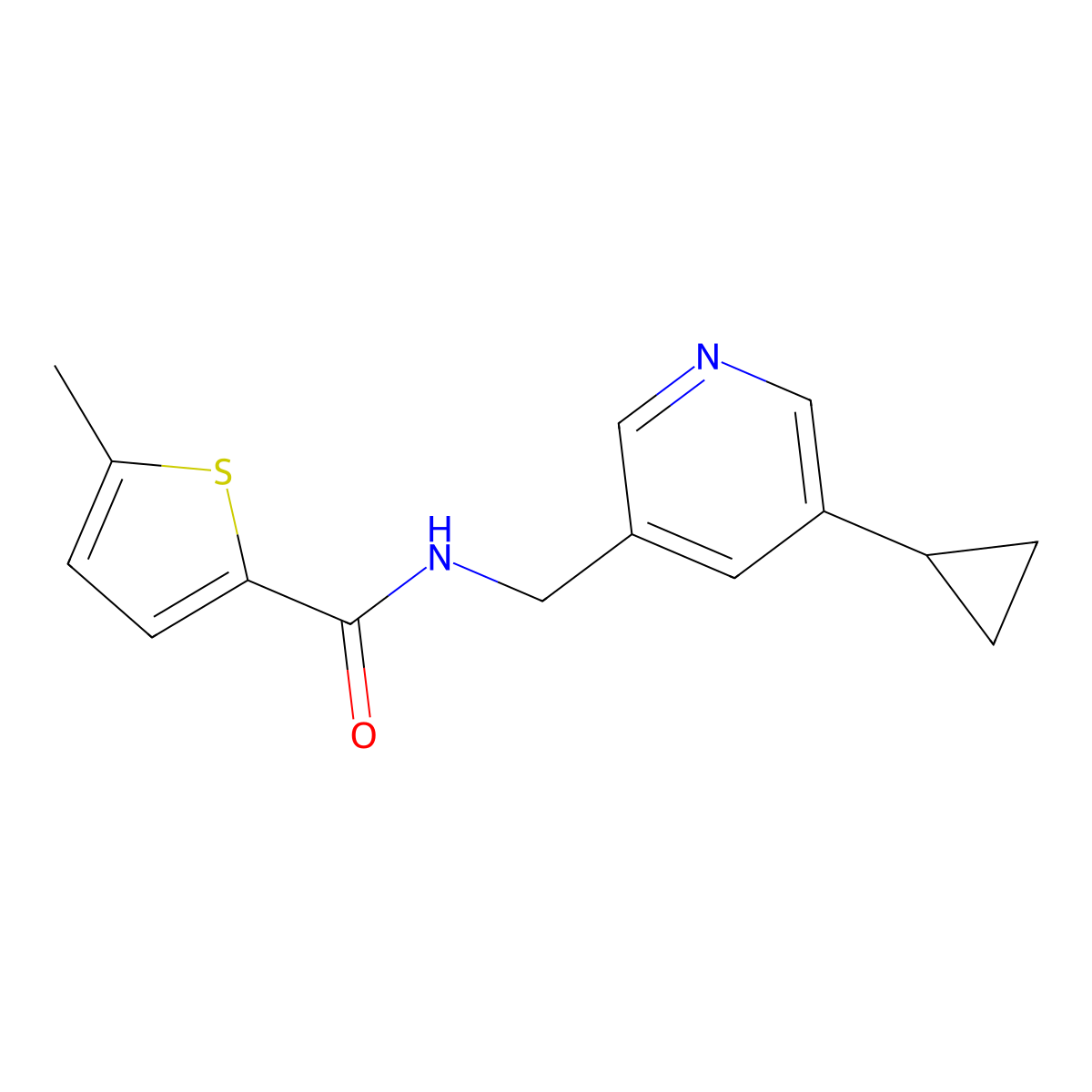 N-[(5-cyclopropylpyridin-3-yl)methyl]-5-methylthiophene-2-carboxamide molecular structure, CAS 2034539-30-3