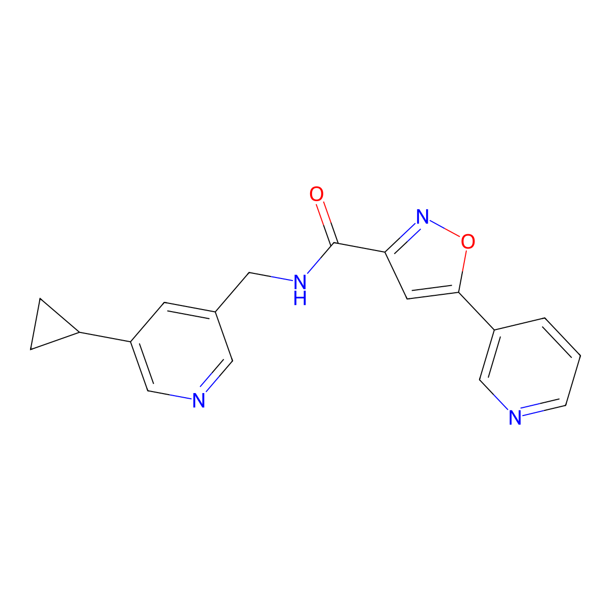 N-((5-cyclopropylpyridin-3-yl)methyl)-5-(pyridin-3-yl)isoxazole-3-carboxamide molecular structure, CAS 2034539-43-8