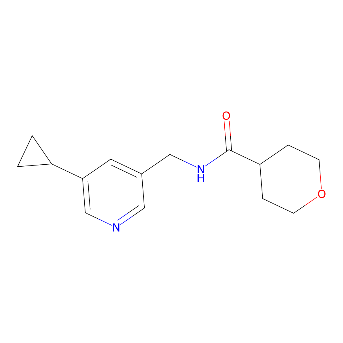 N-[(5-cyclopropylpyridin-3-yl)methyl]oxane-4-carboxamide molecular structure, CAS 2034539-45-0