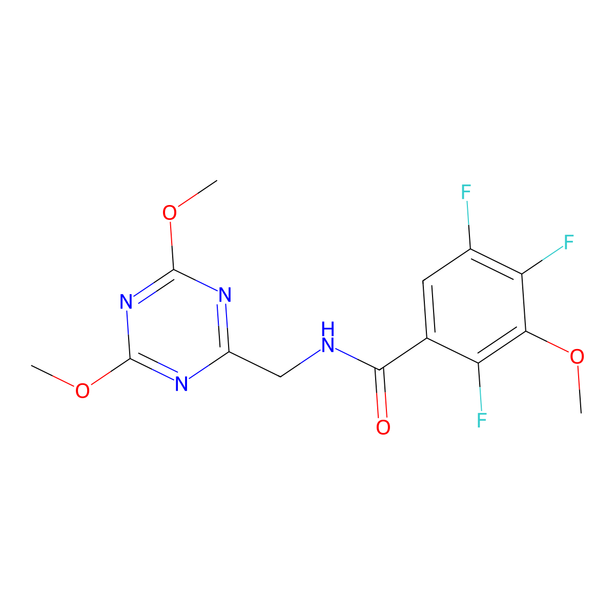 N-[(4,6-dimethoxy-1,3,5-triazin-2-yl)methyl]-2,4,5-trifluoro-3-methoxybenzamide molecular structure, CAS 2034539-47-2
