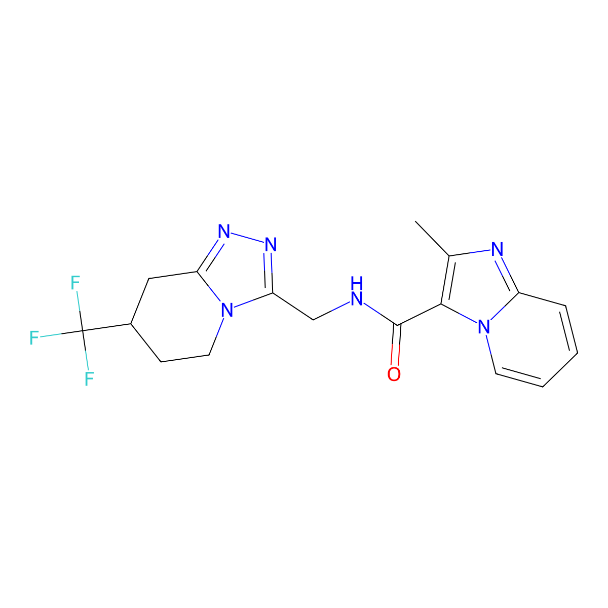 2-methyl-N-((7-(trifluoromethyl)-5,6,7,8-tetrahydro-[1,2,4]triazolo[4,3-a]pyridin-3-yl)methyl)imidazo[1,2-a]pyridine-3-carboxamide molecular structure, CAS 2034539-50-7