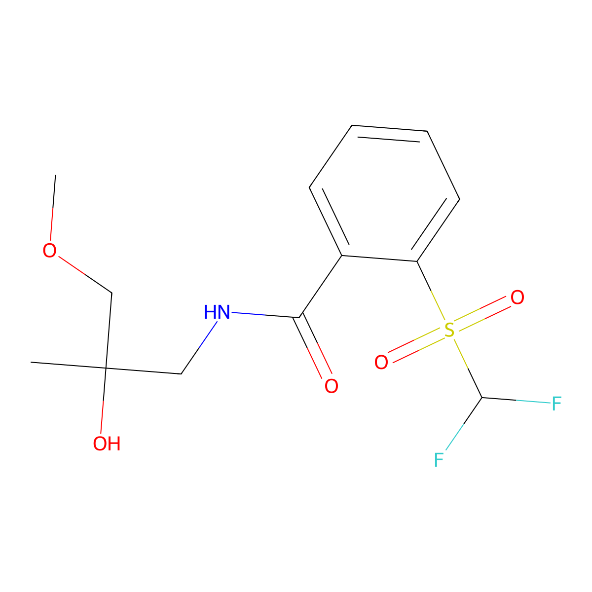 2-((difluoromethyl)sulfonyl)-N-(2-hydroxy-3-methoxy-2-methylpropyl)benzamide molecular structure, CAS 2034539-51-8