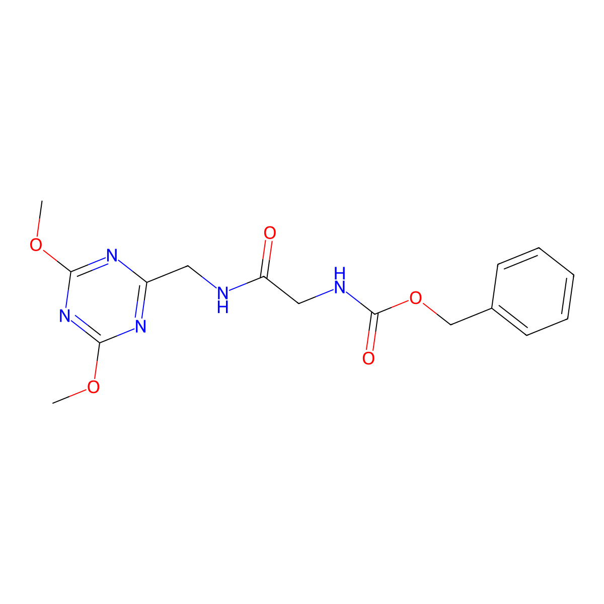 Benzyl (2-(((4,6-dimethoxy-1,3,5-triazin-2-yl)methyl)amino)-2-oxoethyl)carbamate molecular structure, CAS 2034539-54-1
