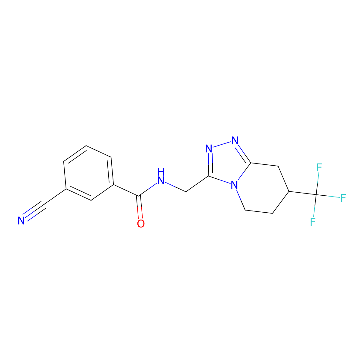 3-cyano-N-((7-(trifluoromethyl)-5,6,7,8-tetrahydro-[1,2,4]triazolo[4,3-a]pyridin-3-yl)methyl)benzamide molecular structure, CAS 2034539-56-3