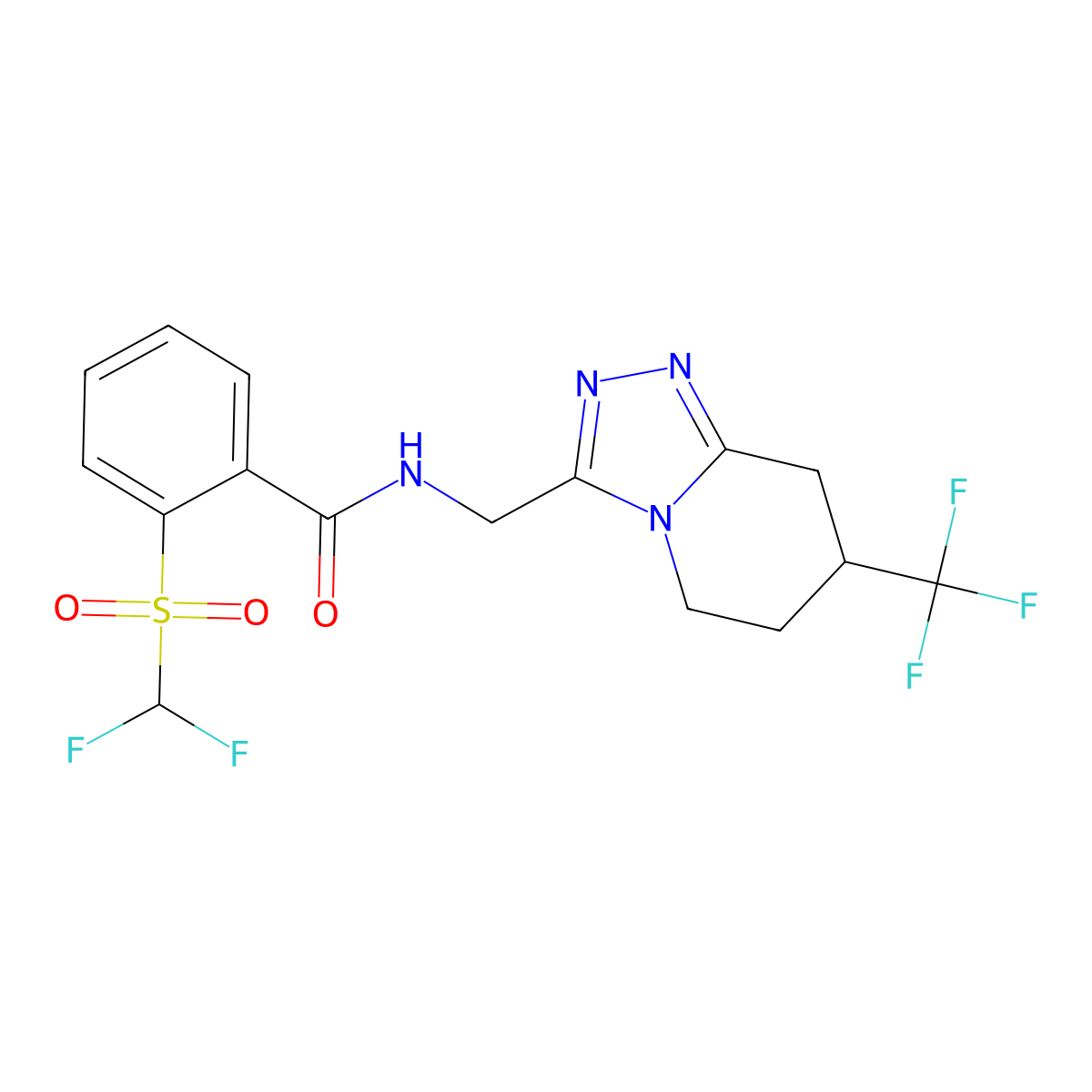 2-((difluoromethyl)sulfonyl)-N-((7-(trifluoromethyl)-5,6,7,8-tetrahydro-[1,2,4]triazolo[4,3-a]pyridin-3-yl)methyl)benzamide molecular structure, CAS 2034539-60-9
