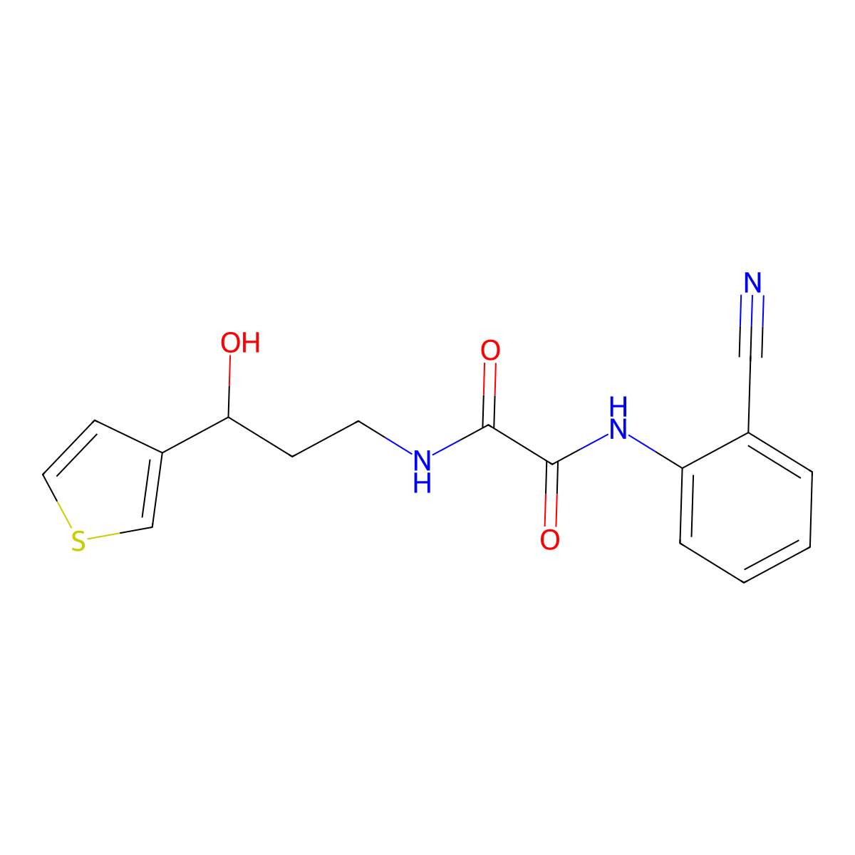 N1-(2-cyanophenyl)-N2-(3-hydroxy-3-(thiophen-3-yl)propyl)oxalamide molecular structure, CAS 2034539-64-3