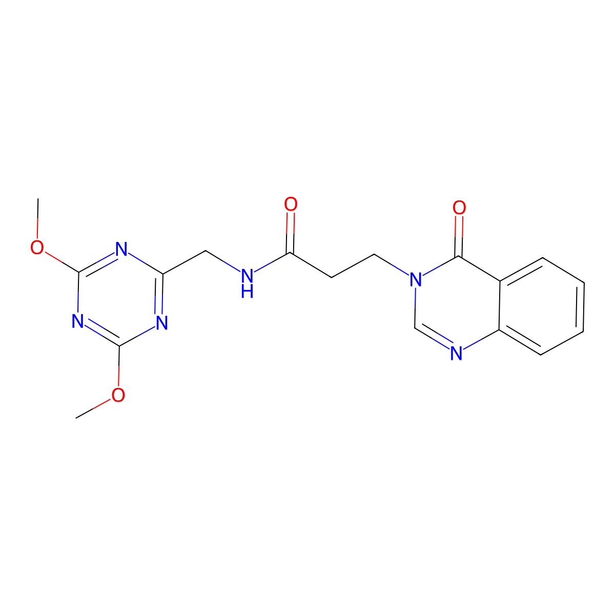 N-((4,6-dimethoxy-1,3,5-triazin-2-yl)methyl)-3-(4-oxoquinazolin-3(4H)-yl)propanamide molecular structure, CAS 2034539-65-4