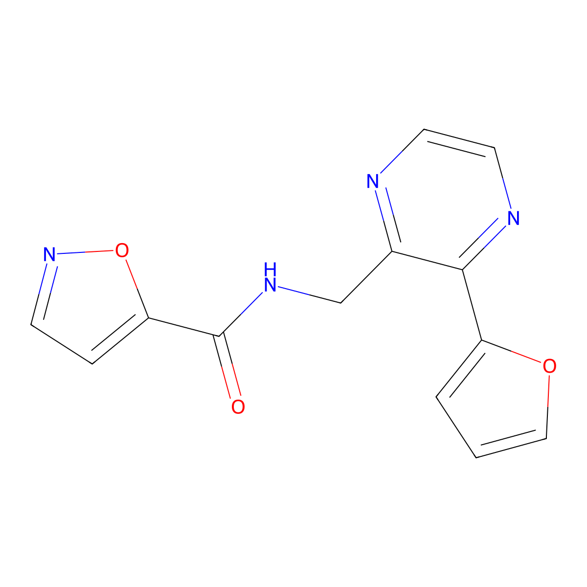 N-((3-(furan-2-yl)pyrazin-2-yl)methyl)isoxazole-5-carboxamide molecular structure, CAS 2034539-67-6