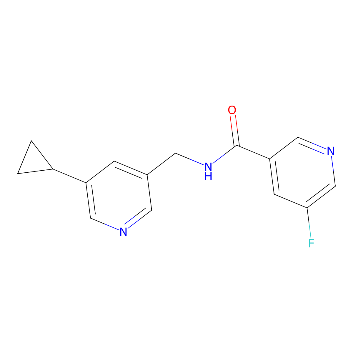 N-[(5-cyclopropylpyridin-3-yl)methyl]-5-fluoropyridine-3-carboxamide molecular structure, CAS 2034539-73-4
