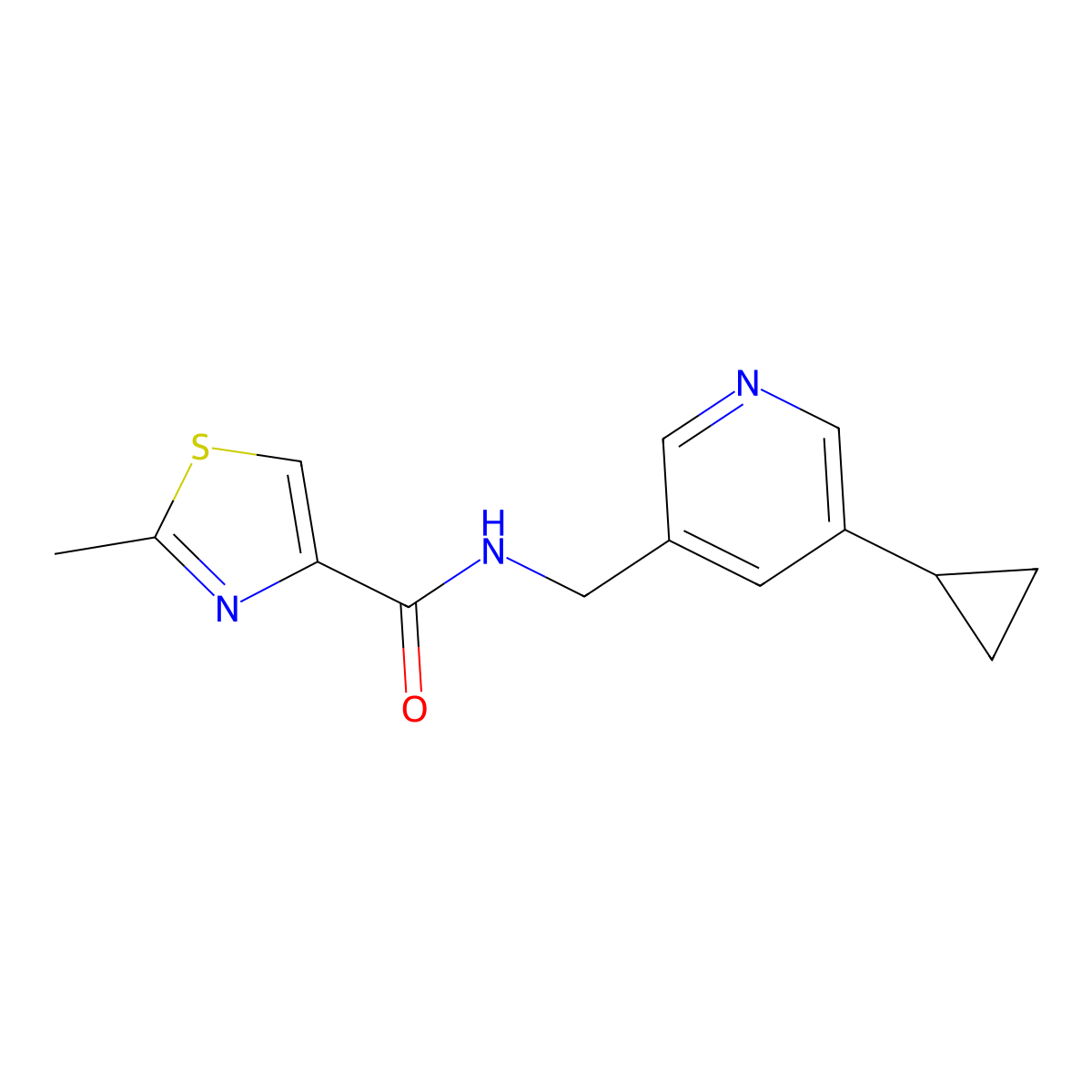 N-((5-cyclopropylpyridin-3-yl)methyl)-2-methylthiazole-4-carboxamide molecular structure, CAS 2034539-77-8