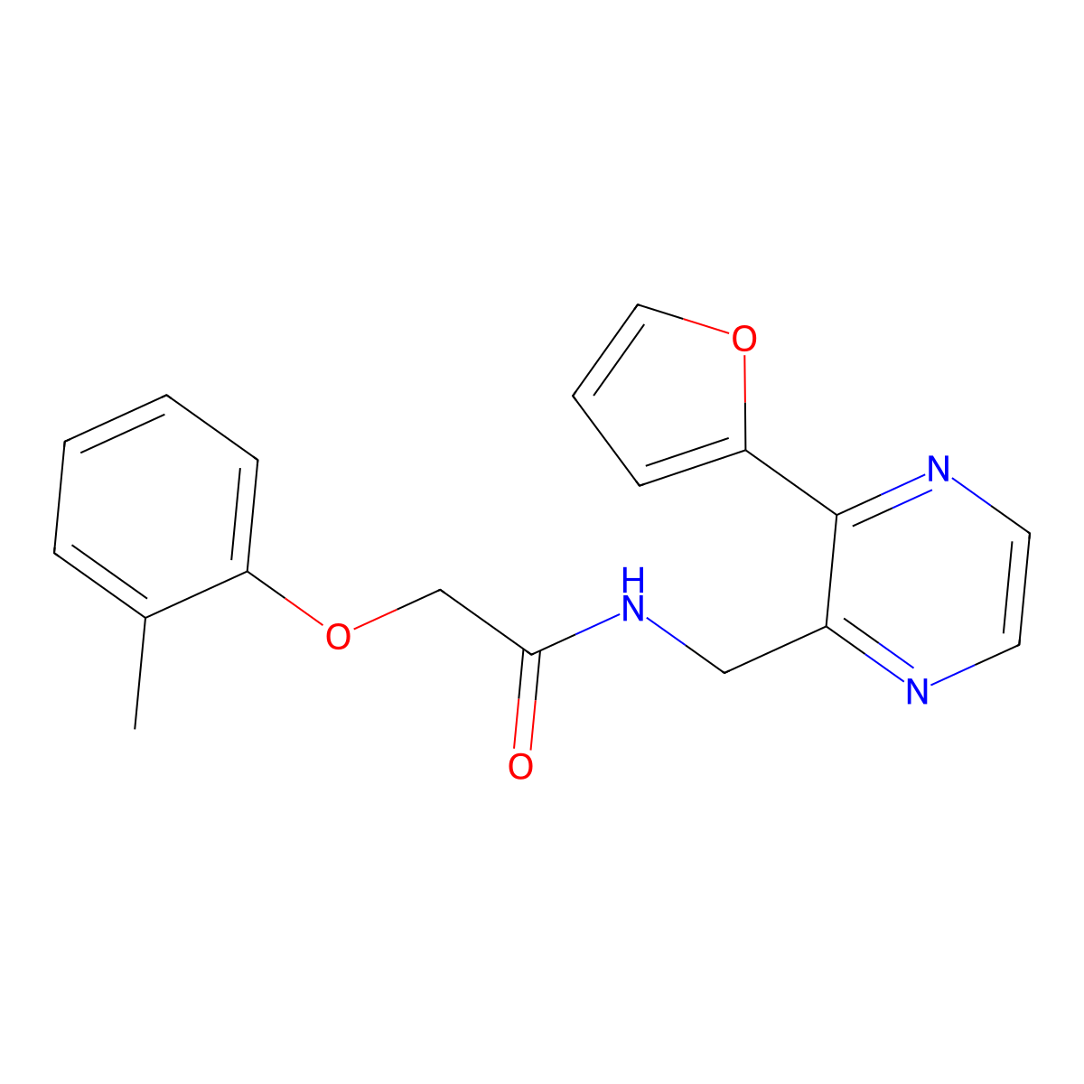 N-((3-(furan-2-yl)pyrazin-2-yl)methyl)-2-(o-tolyloxy)acetamide molecular structure, CAS 2034539-78-9