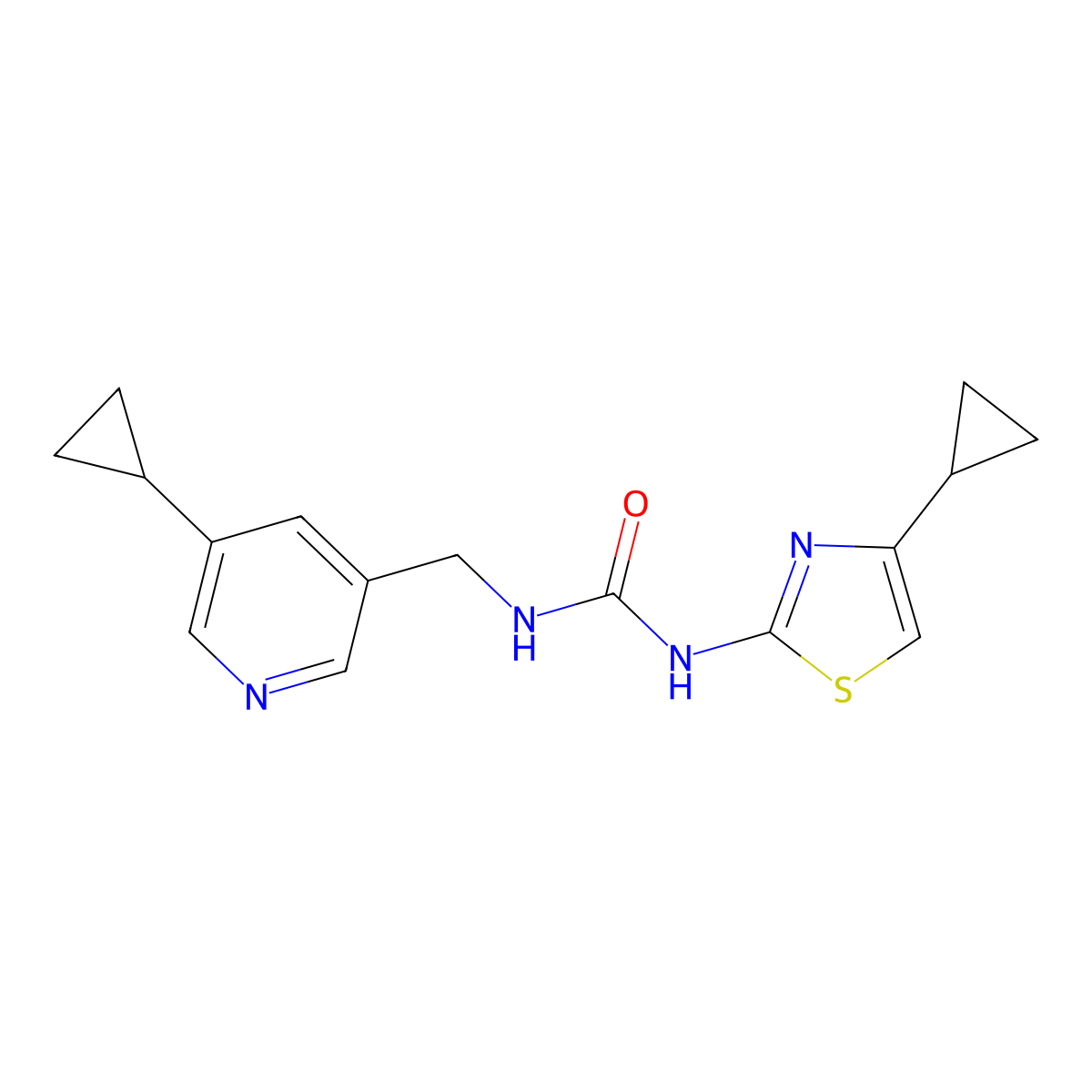 1-((5-Cyclopropylpyridin-3-yl)methyl)-3-(4-cyclopropylthiazol-2-yl)urea molecular structure, CAS 2034539-80-3