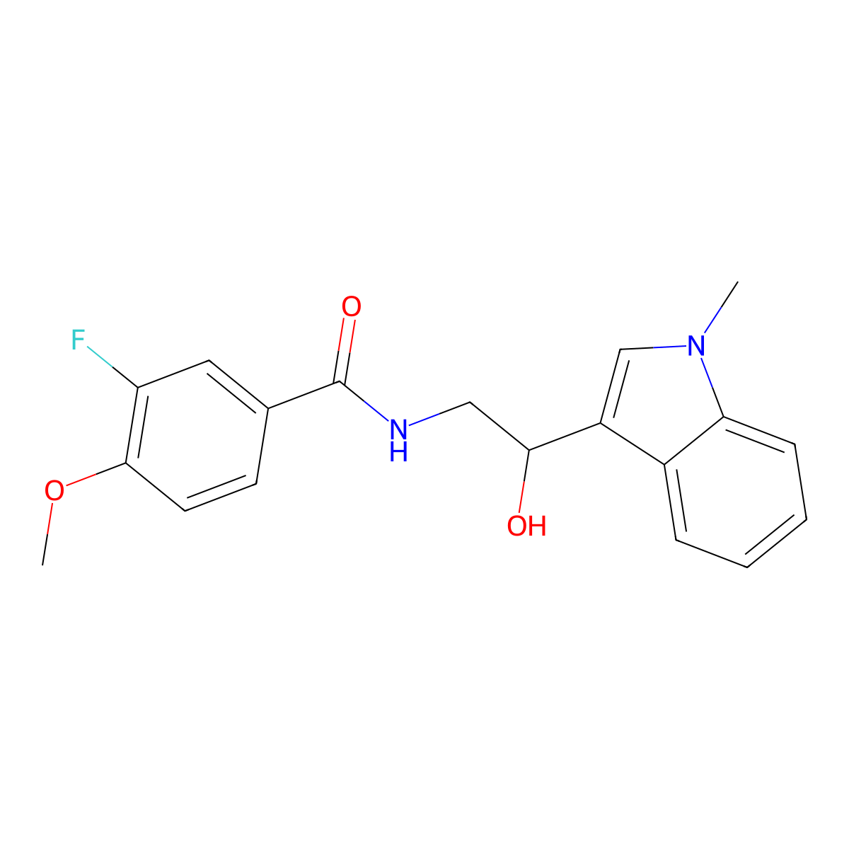 3-fluoro-N-(2-hydroxy-2-(1-methyl-1H-indol-3-yl)ethyl)-4-methoxybenzamide molecular structure, CAS 2034539-82-5