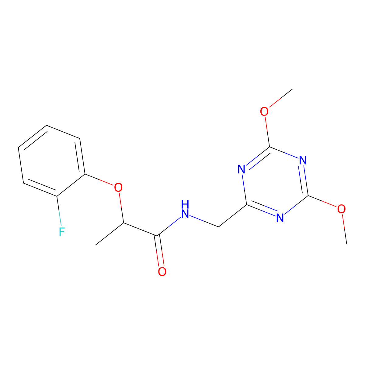 N-[(4,6-dimethoxy-1,3,5-triazin-2-yl)methyl]-2-(2-fluorophenoxy)propanamide molecular structure, CAS 2034539-86-9