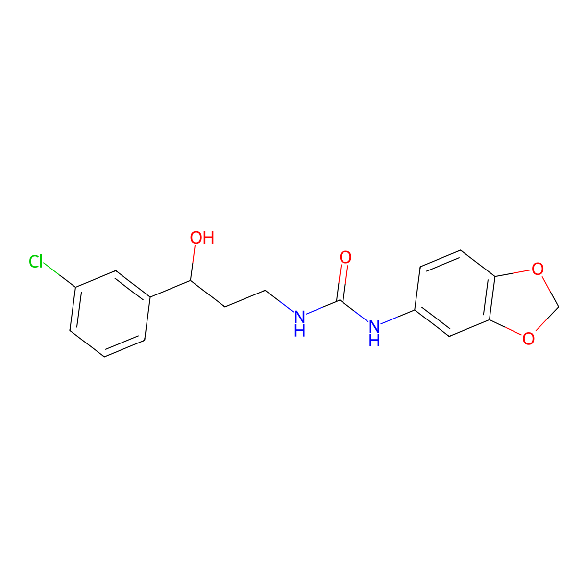 1-(Benzo[d][1,3]dioxol-5-yl)-3-(3-(3-chlorophenyl)-3-hydroxypropyl)urea molecular structure, CAS 2034539-87-0