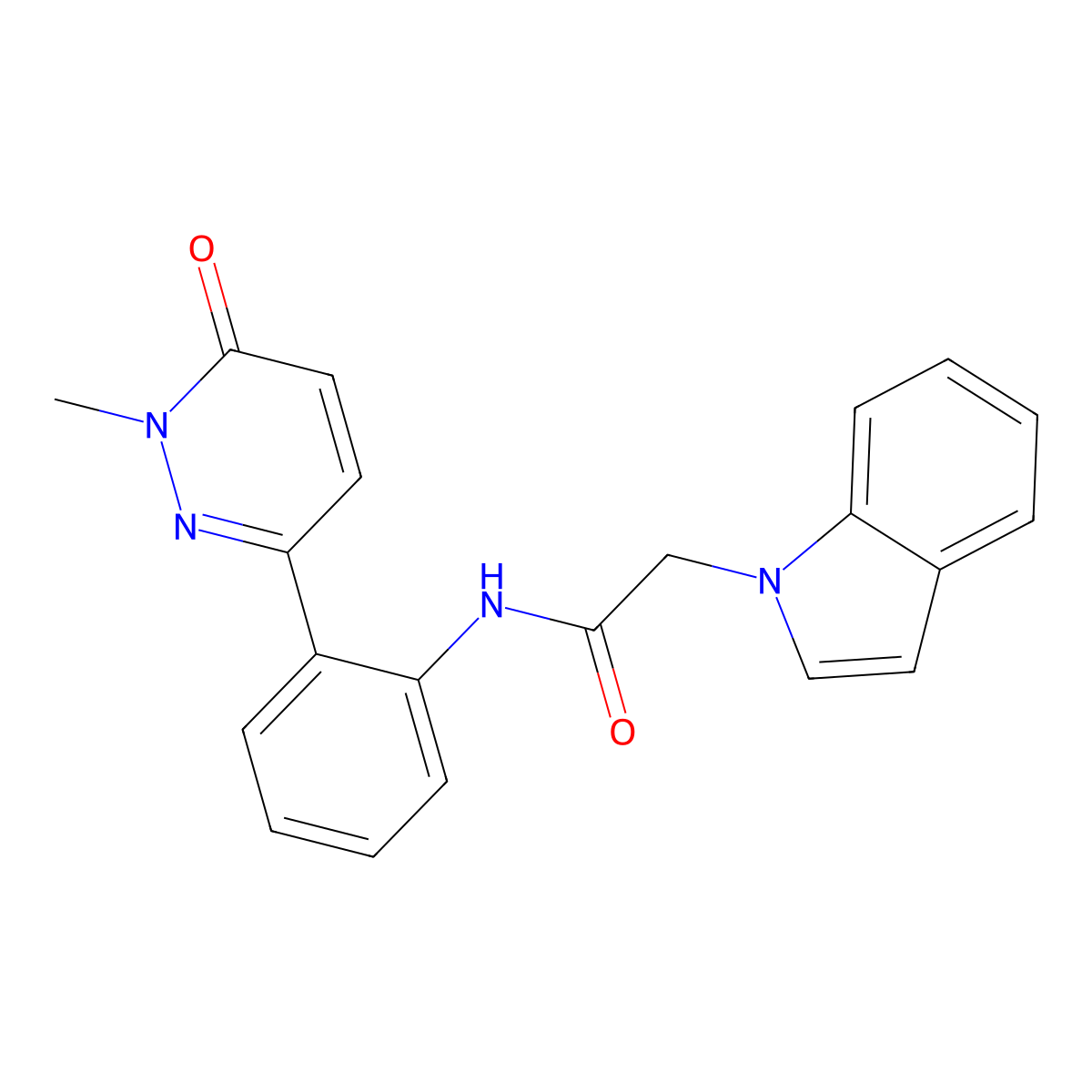 2-(1H-indol-1-yl)-N-(2-(1-methyl-6-oxo-1,6-dihydropyridazin-3-yl)phenyl)acetamide molecular structure, CAS 2034539-92-7