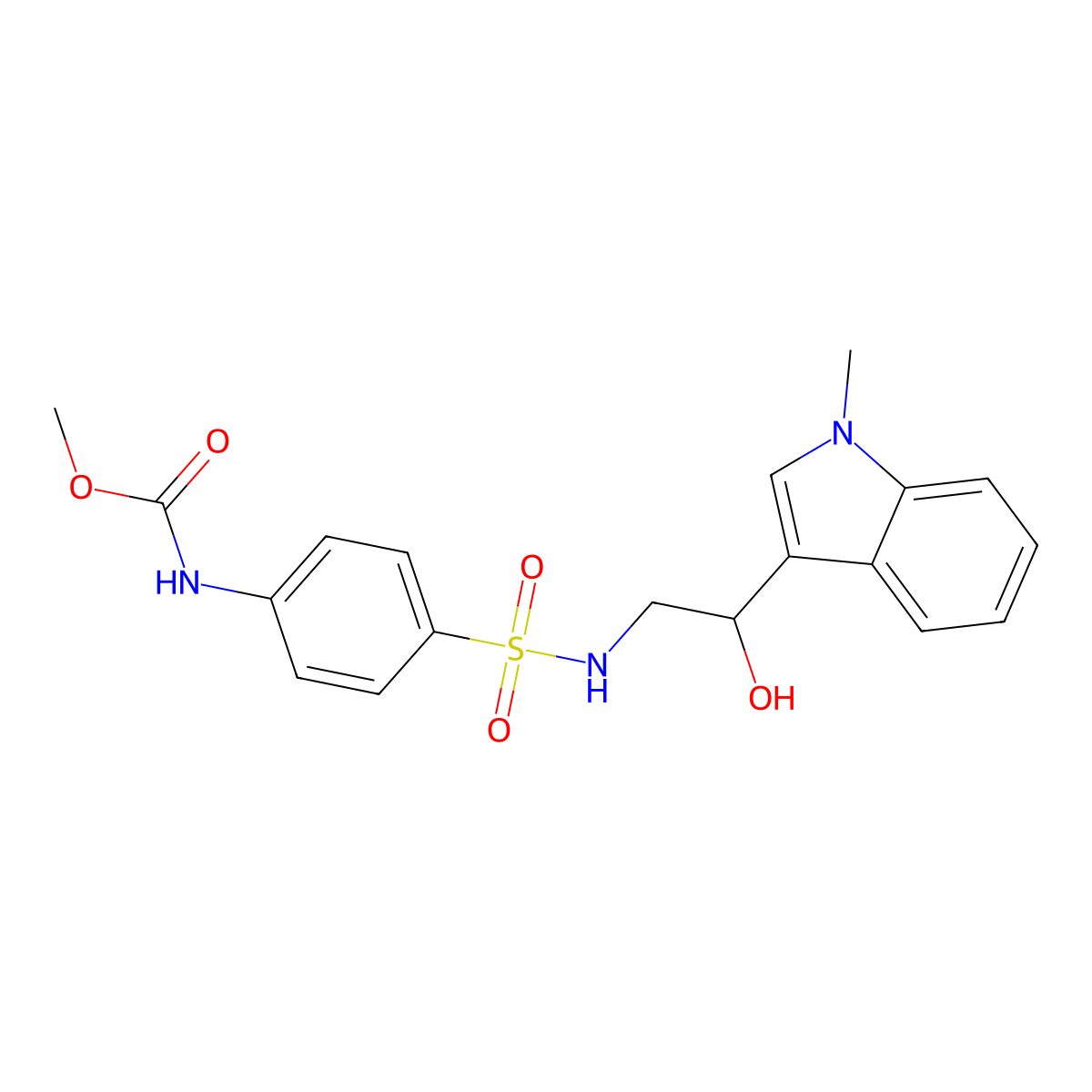 methyl (4-(N-(2-hydroxy-2-(1-methyl-1H-indol-3-yl)ethyl)sulfamoyl)phenyl)carbamate molecular structure, CAS 2034539-95-0