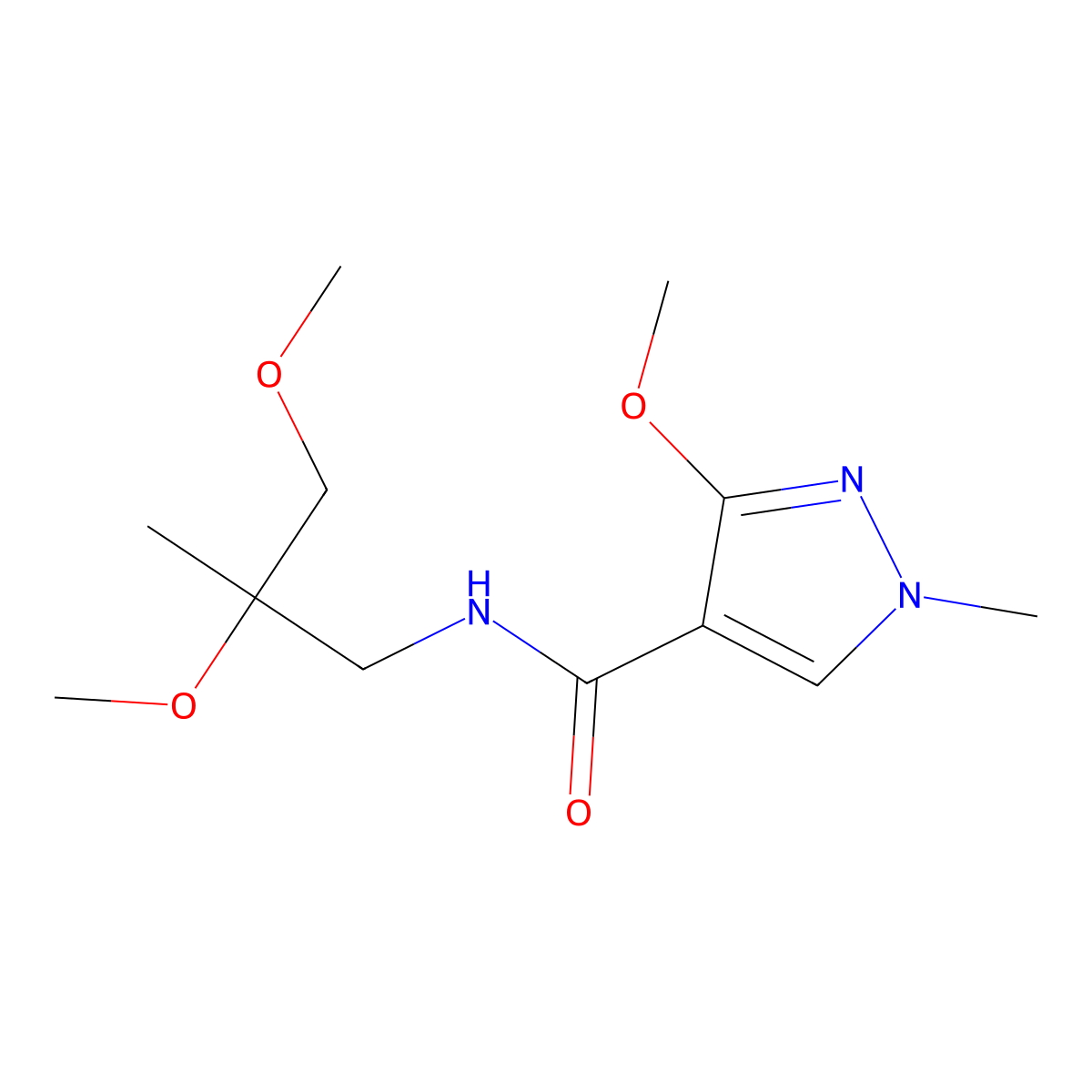 N-(2,3-dimethoxy-2-methylpropyl)-3-methoxy-1-methyl-1H-pyrazole-4-carboxamide molecular structure, CAS 2034539-98-3